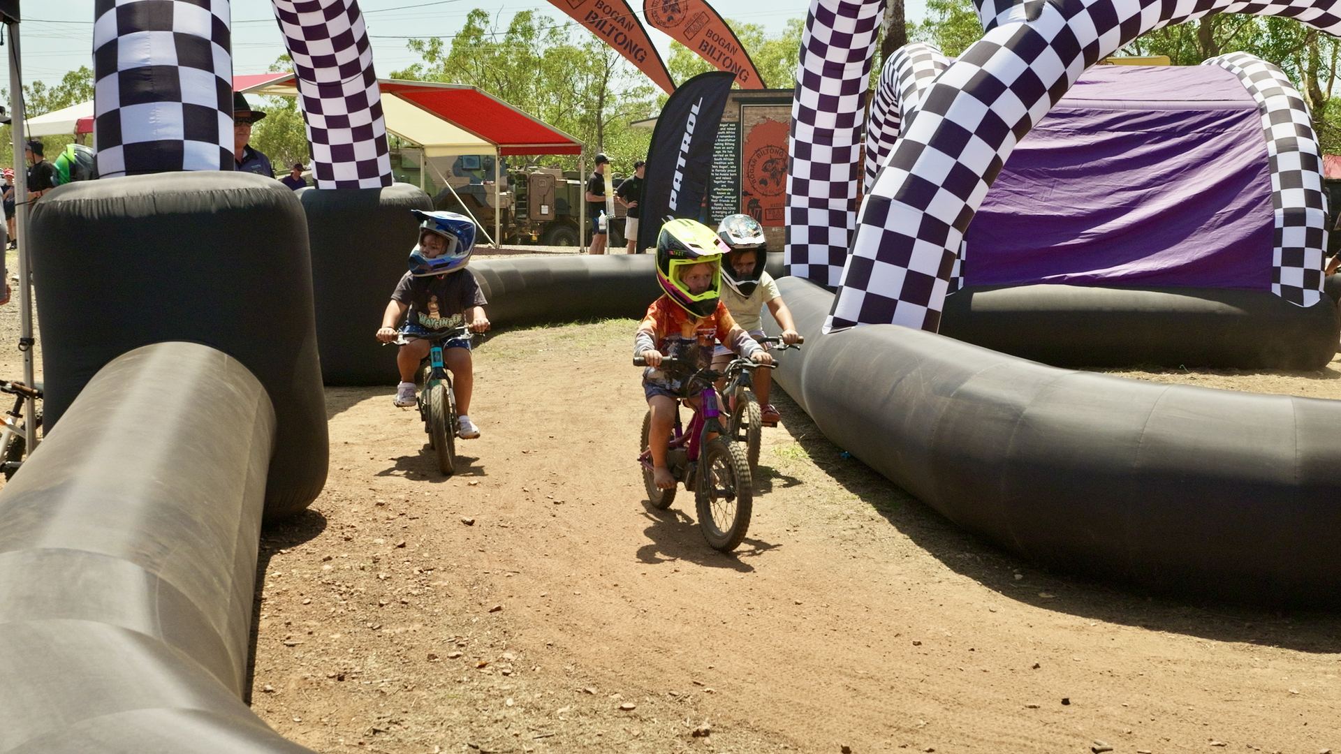 Kids riding the Protraxx balance bike track at MXGP Australia Kids riding the Protraxx balance bike track at MXGP Australia