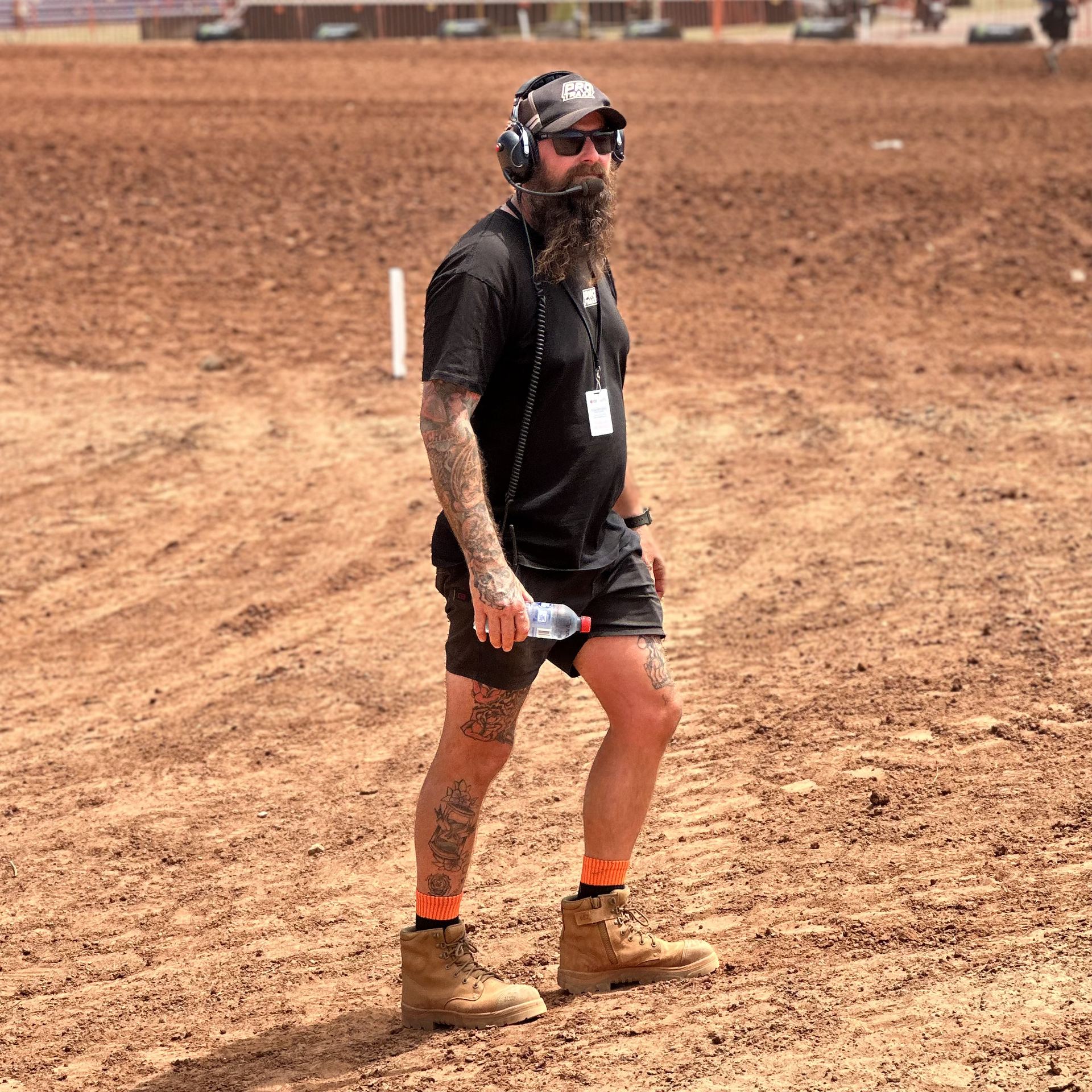 Protraxx crew member walking the MXGP Darwin track Protraxx crew member walking the MXGP Darwin track