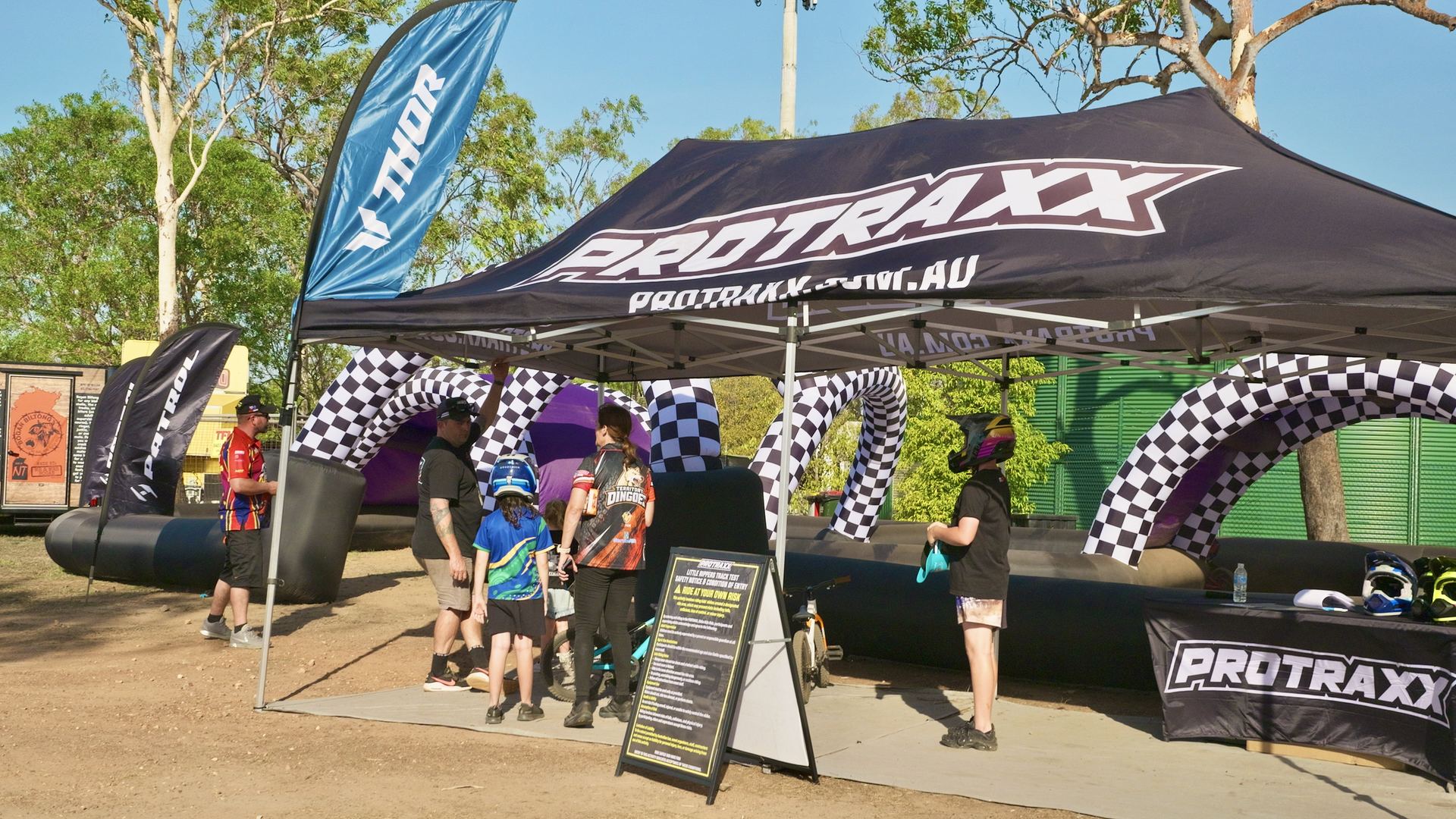 Protraxx kids balance bike activation at the race truck during MXGP of Australia in Darwin