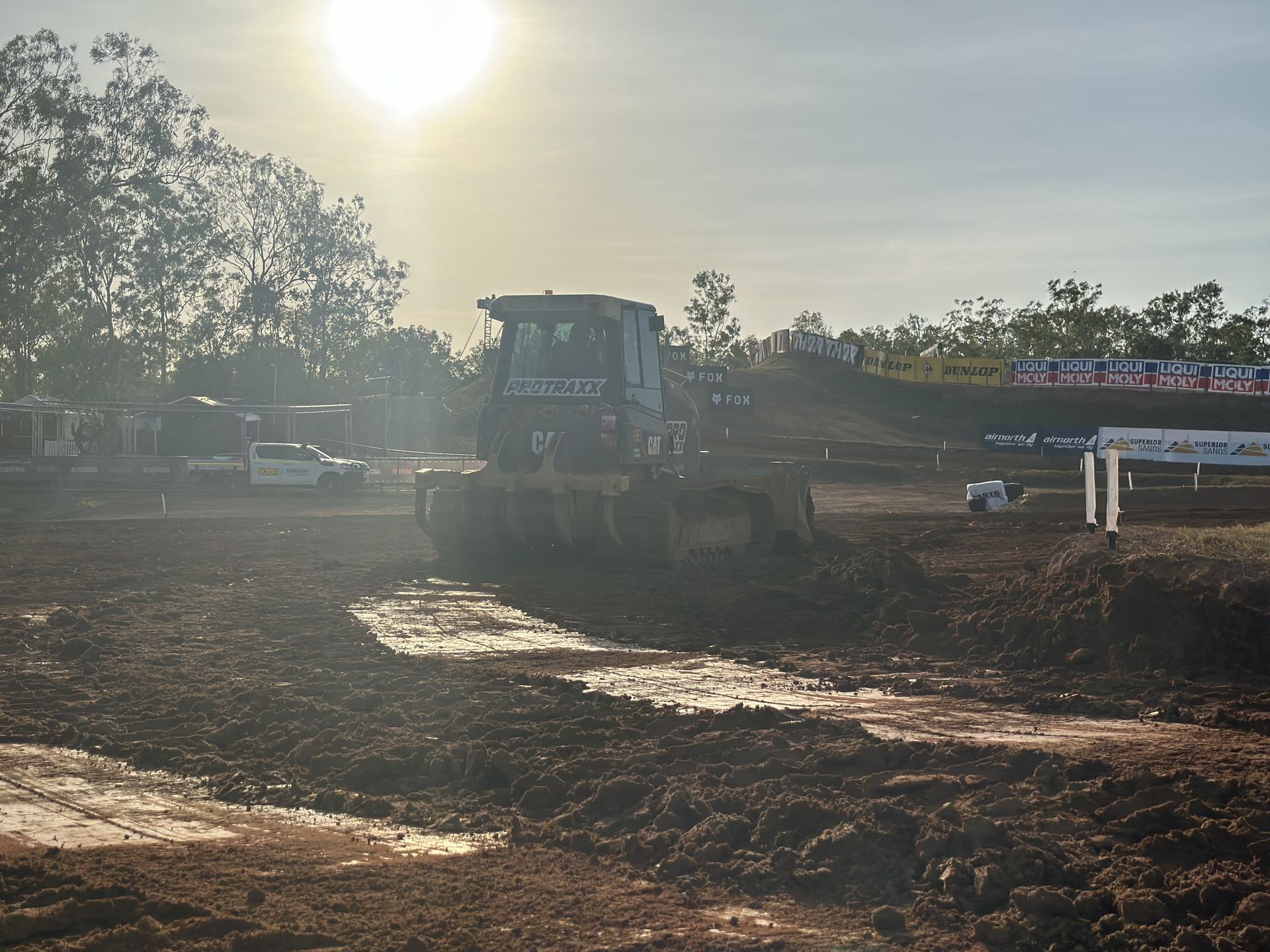 Protraxx dozer grooming the MXGP Darwin track at first light before racing