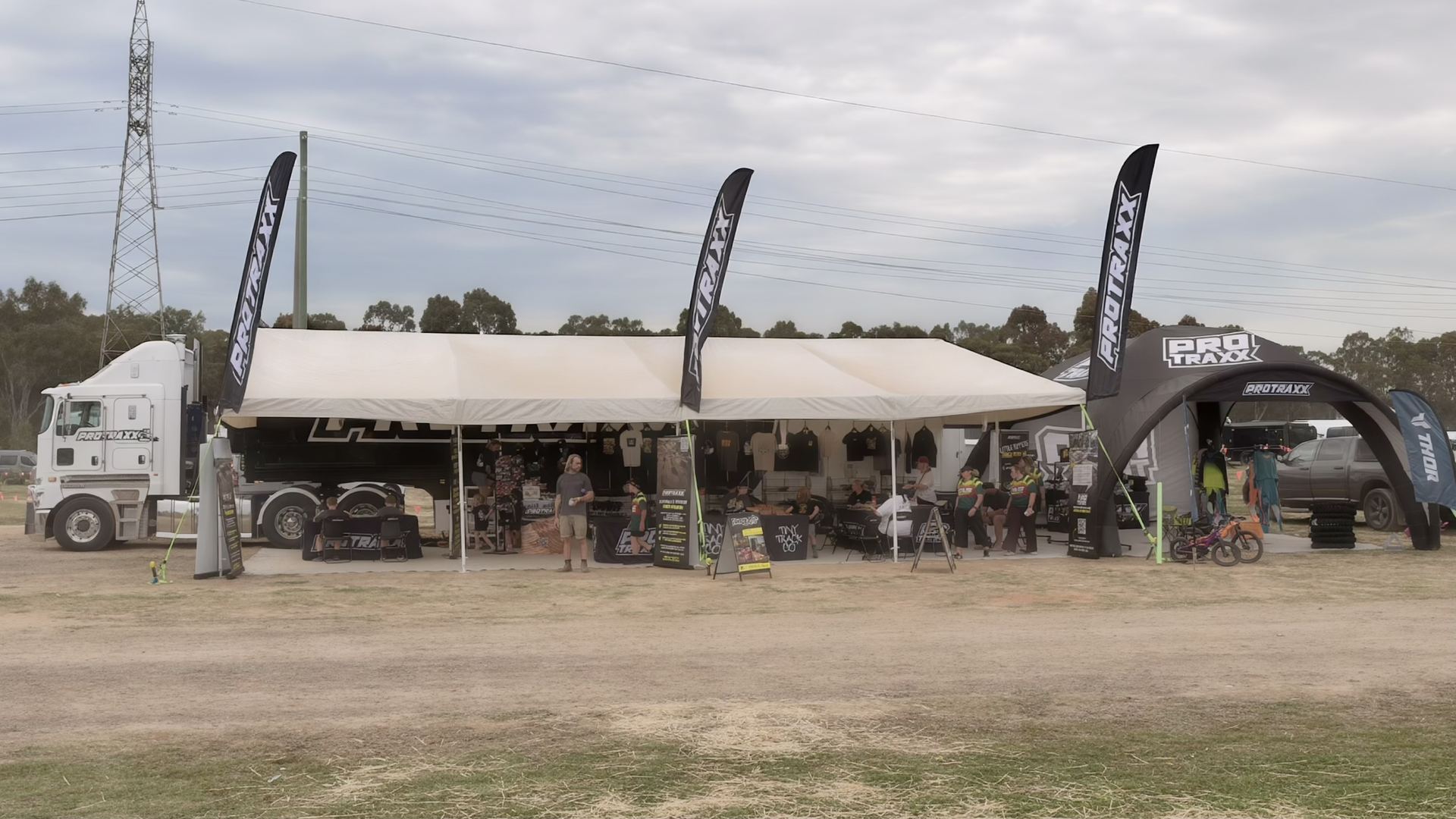 Protraxx truck, shop and activation set up at the 2026 Australian Junior Motocross Championship in Shepparton