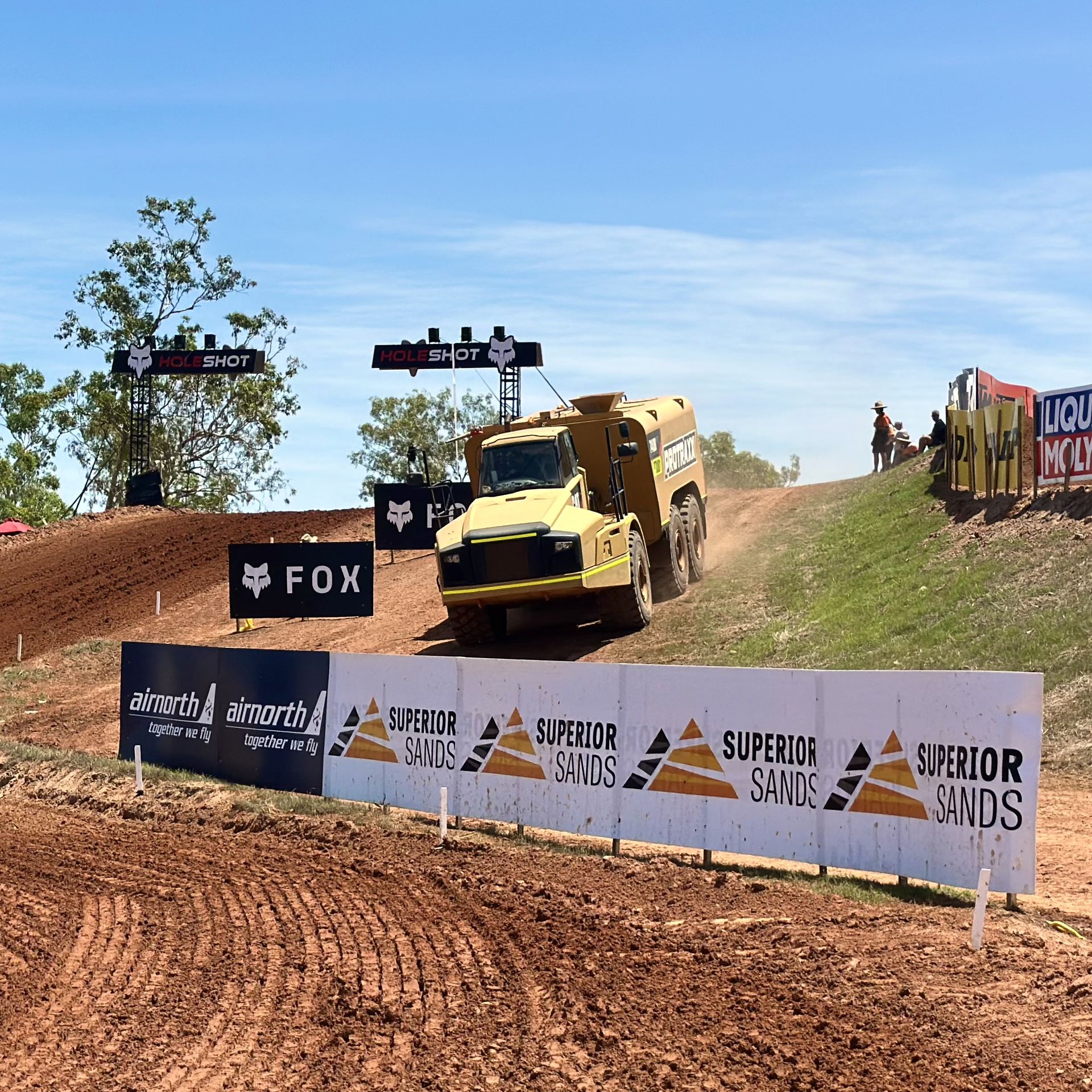 Water cart working a hillside section of the MXGP Darwin track Water cart working a hillside section of the MXGP Darwin track